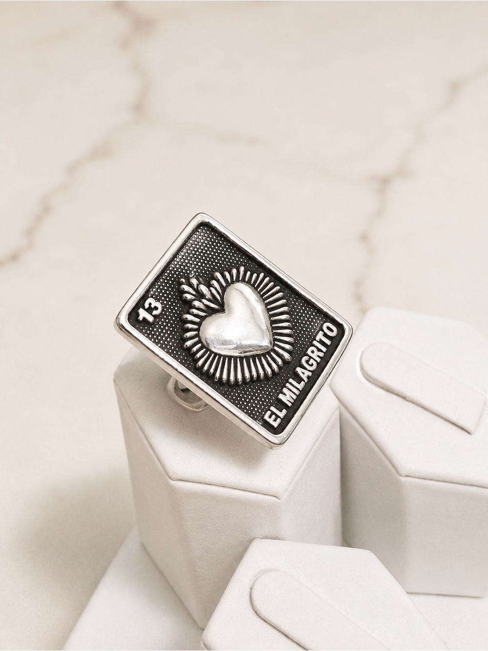 925 Sterling Silver Heart Motif  Ring - EL MILAGRITO Style